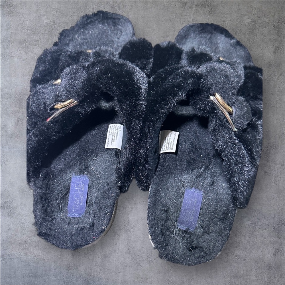 Rachel by Rachel Roy Women’s Black Faux Fur Slide Sandals Size 8 - Picture 5 of 7
